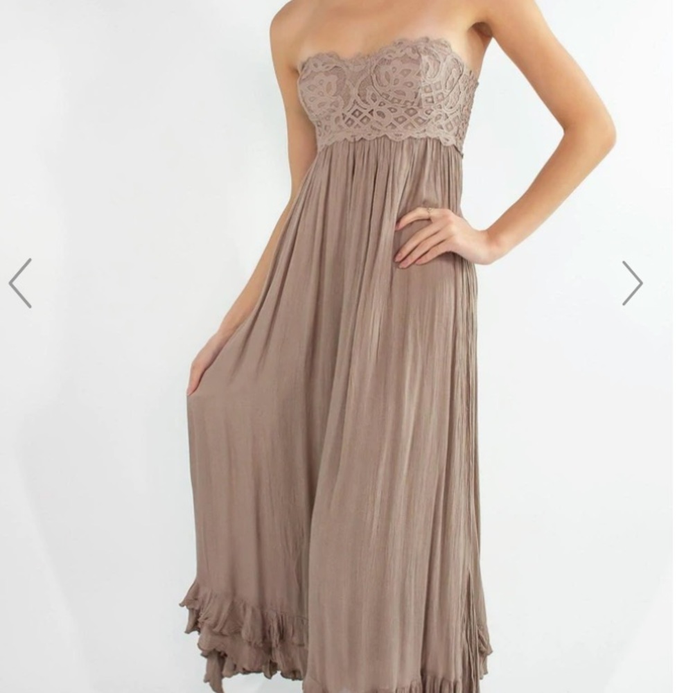 Strapless corset dress Free People white boho dress maxi dress open back - Picture 14 of 16